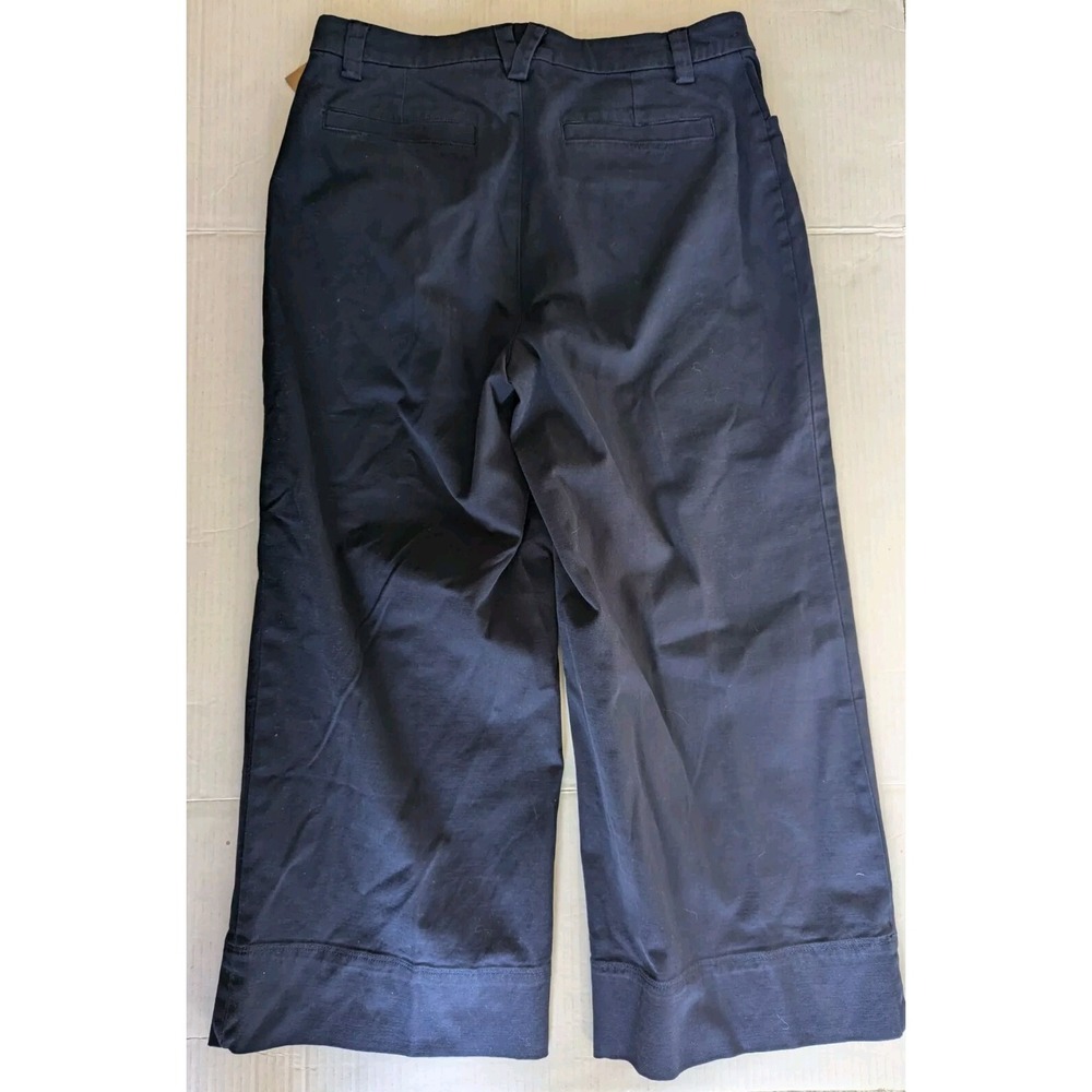 NWT Duluth Trading Pants Women's Sz 8 Blue Cropped Wide Leg Chino Cotton Blend - Picture 2 of 10